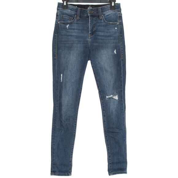 LuLaRoe Womens Jeans Skinny Distressed Elastic Waist Zip Fly Blue Size 26 IO - Picture 1 of 8